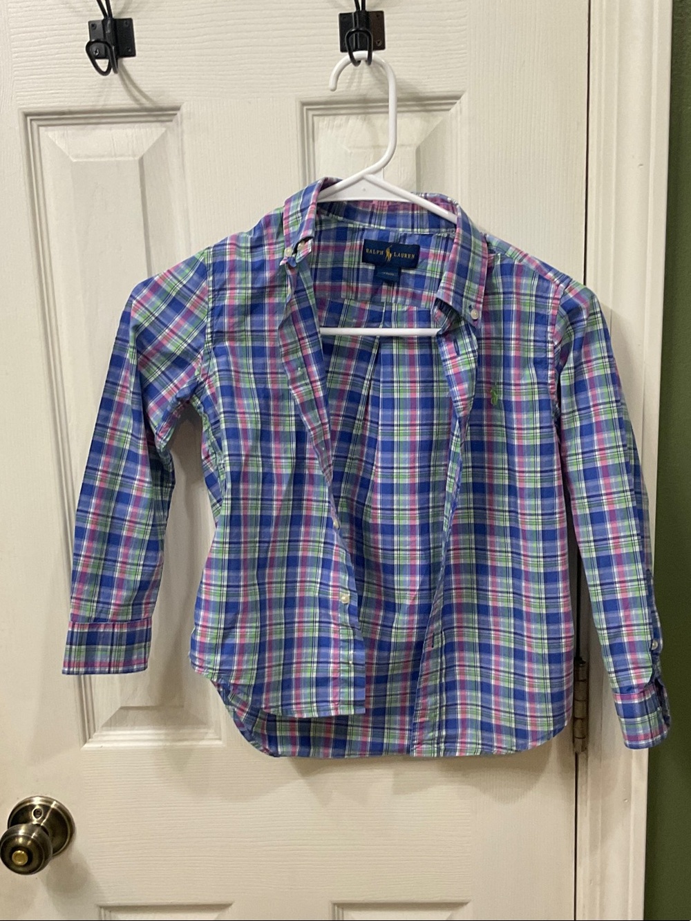 Ralph Lauren Kids Plaid Button-Down Shirt in Blue, Green & Purple